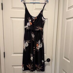 Floral Midi Dress in Black and White
